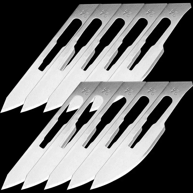 10pcs Carbon Steel No. 24 Special Sharp Blade