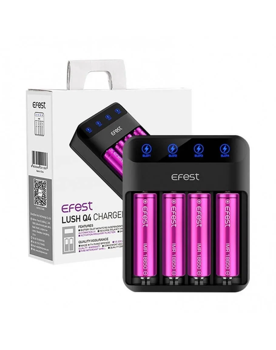 Genuine Efest LUSH Q4 Charger 4-Slot Fast Charge Up to 2A / 1A LED 18650 26650 UK Plug - Image 2
