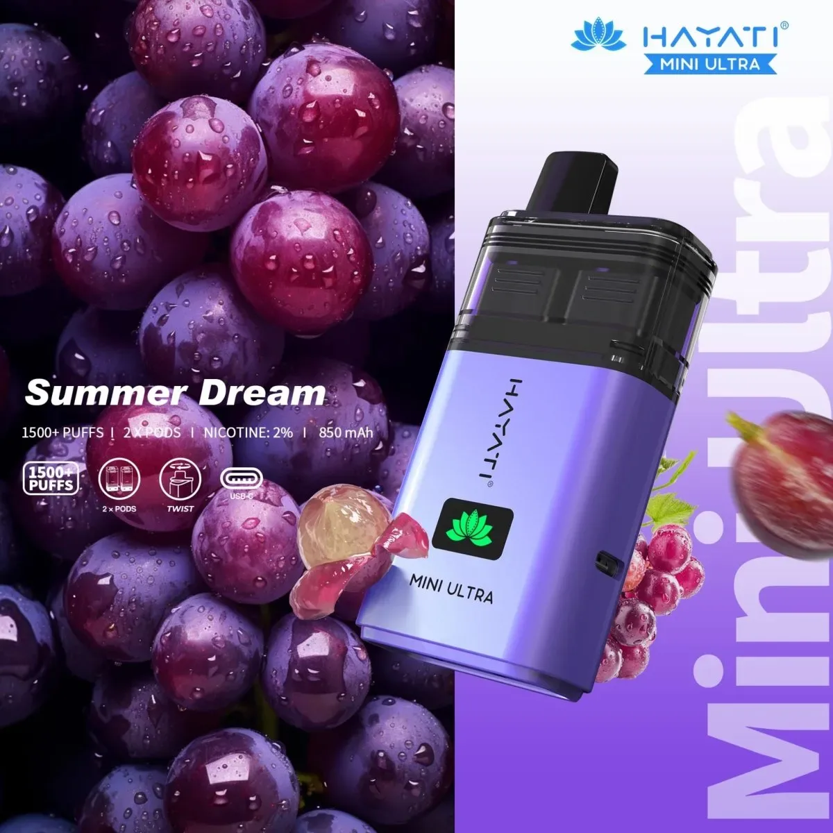 Hayati Mini Ultra 1500 Prefilled Pod Vape Kits – (BOX OF 5)