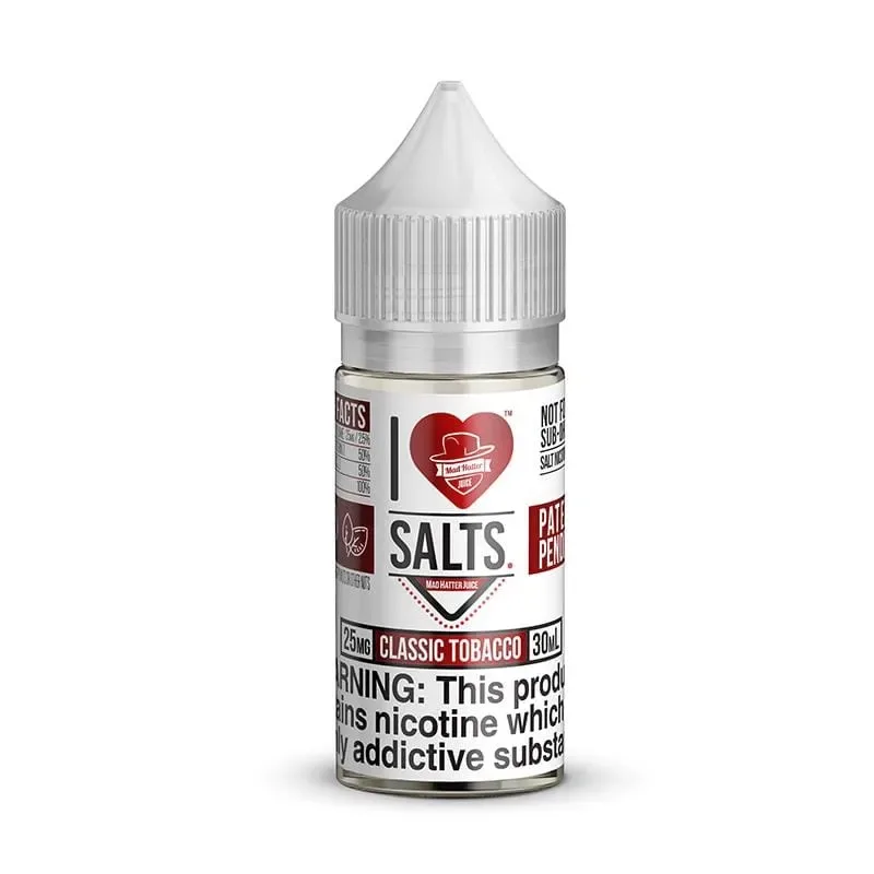 I Love Salts Classic Tobacco By Mad Hatter Juice 30ML