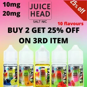 Juice Head Nic Salts E-Liquid 10mg & 20mg 10ml – Smooth Fruit Flavour Vape Juice