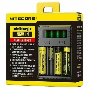 Nitecore NEW i4 Intellicharge 18650-26650-20700-16340 UK Plug Battery Charger