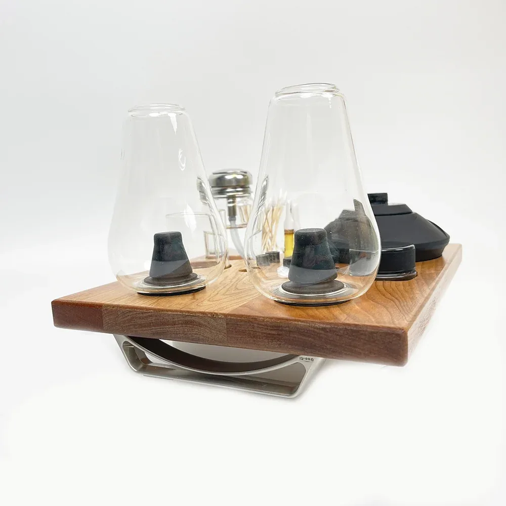 Zenco Sipping Vaporizer Basic All Wood Tray for Organizing Your Dab Session with ISO Dispenser and Swab Jar - Image 2