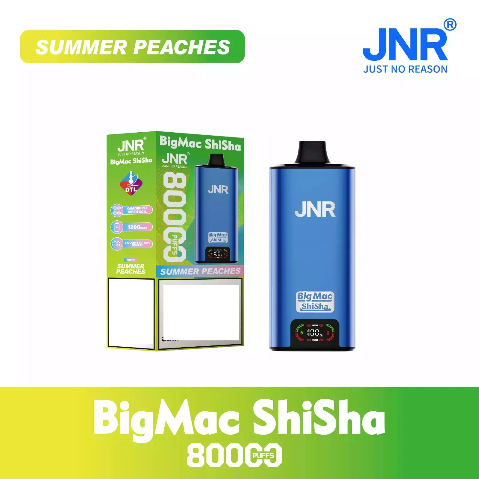 JNR BIG MAC Shisha 80K 80000 Puffs Big Cloud Disposable Vape Wholesale Bulk Buy Smart Display - Image 2