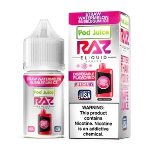 Pod Juice x Raz Straw Watermelon Bubblegum Ice Salt 30mL