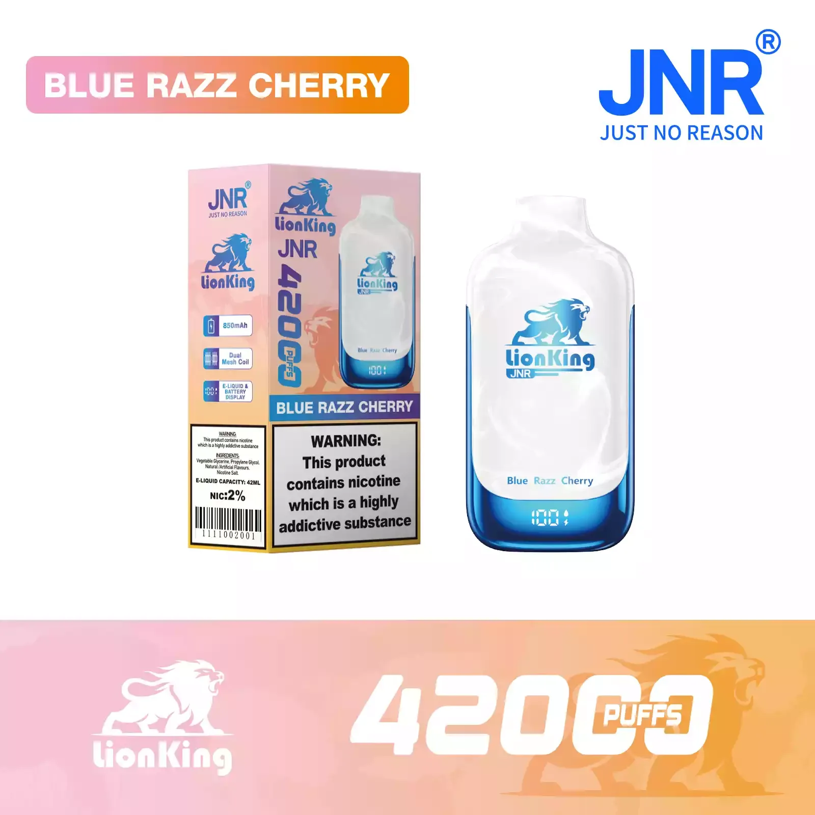 JNR LIONKING 42K 42000 Puffs Big Cloud Disposable Vape Bulk Buy Wholesale Smart Design - Image 2