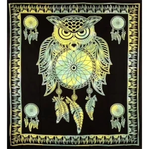 Trippy Sheetz Owl Tie-Dyed Tapestry - 85"x100"