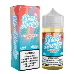 Cloud Nurdz ICED Strawberry Peach Synthetic Vape Juice 100ml - 6mg