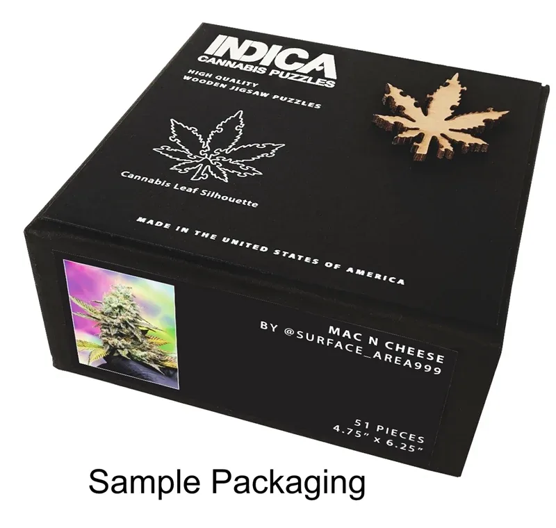 Indica Leaf Shape Puzzle: Sport Farmer "Witches Fuel" 10" x 11" 69 Piece 1/4 Inch thick Maple Wood Jigsaw - Image 2