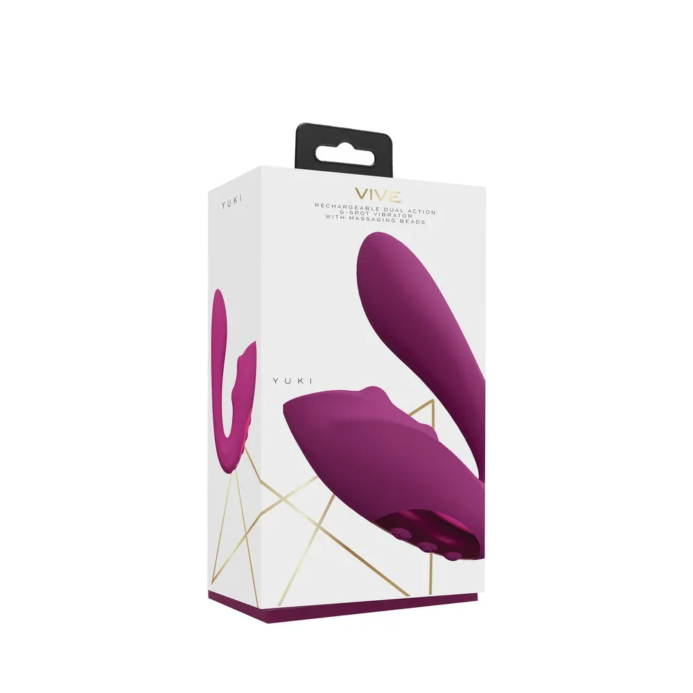 VIVE YUKI Rechargeable Dual Motor G-Spot Vibrator with Massaging Beads Pink - Image 2