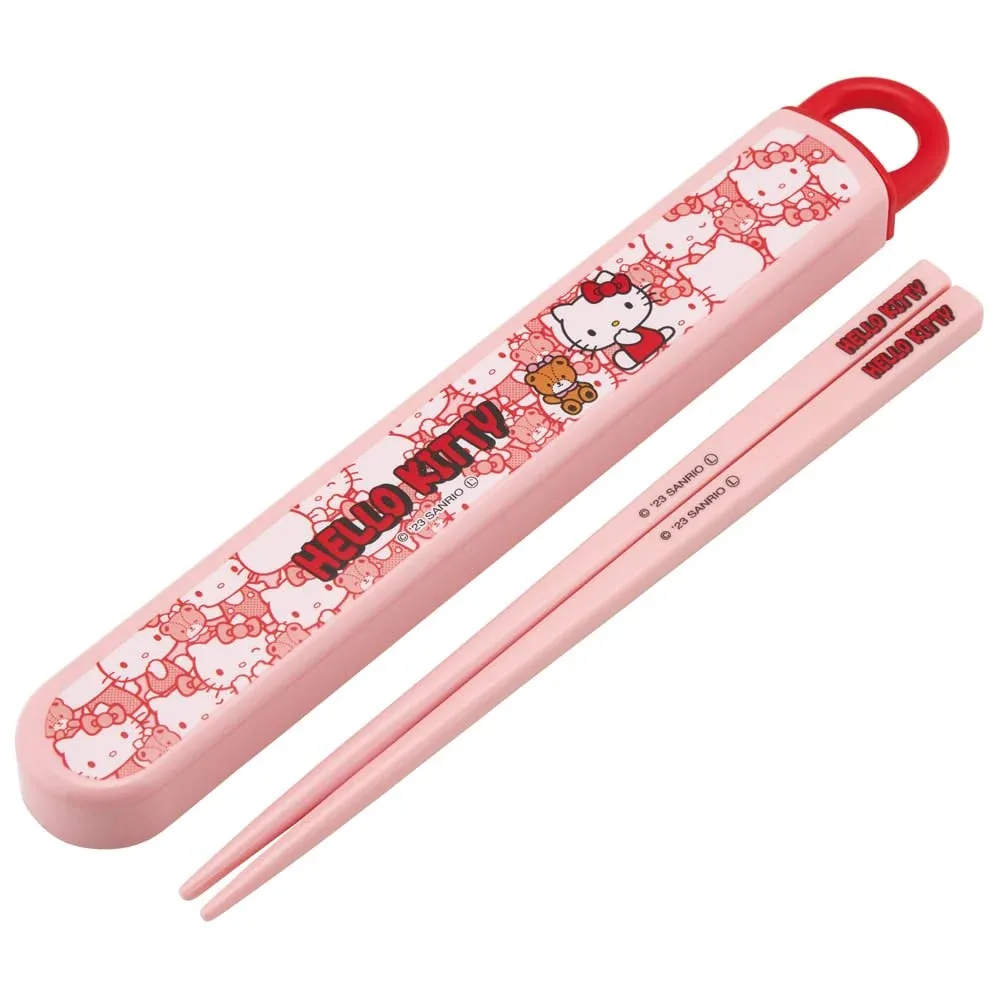 Skater Hello Kitty Kids Lunch Box Set with 16.5Cm Antibacterial Chopsticks