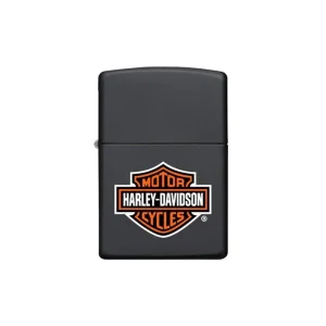 Zippo Lighter - Black Matte Harley Davidson Logo