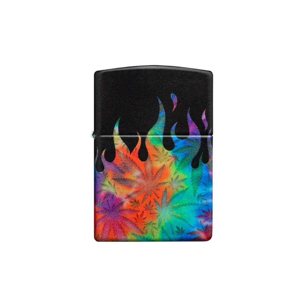 Zippo Lighter - Blazing Leaf Design