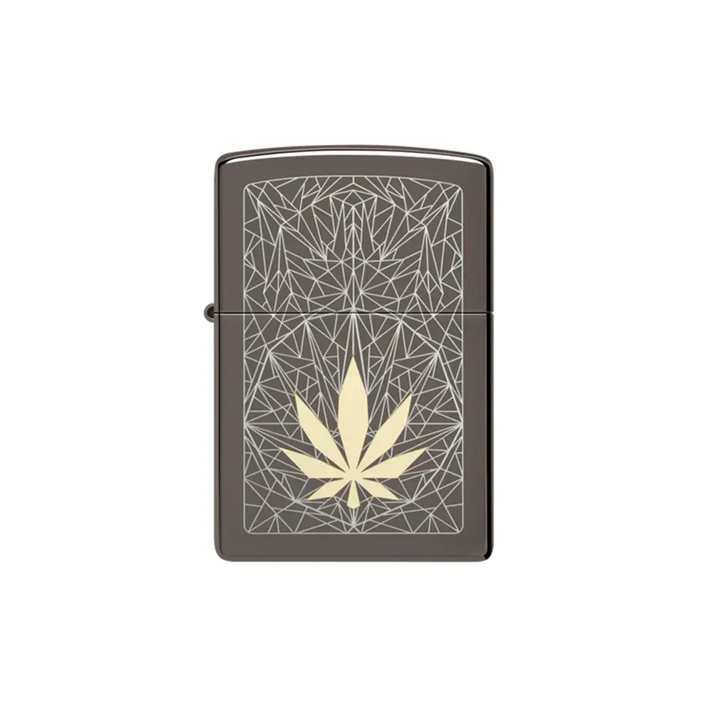 Zippo Lighter - Cannabis Prism Leaf Design