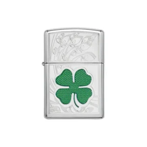 Zippo Lighter - High Polish Chrome Clover